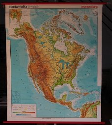 Schoolkaart van het werelddeel  Noord-Amerika.