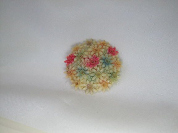 Broche celluloid gekleurde bloemetjes - Occupied Japan 2.9 cm. - Afbeelding 5