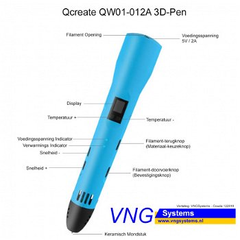 Qcreate QW01-012A 3D-Pen 60-245 graden - 3