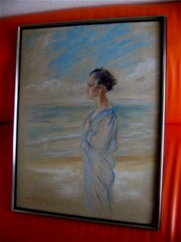 Vrouw kijkt uit op zee 1928 - Carl Rixkens 1881-1938 - 1