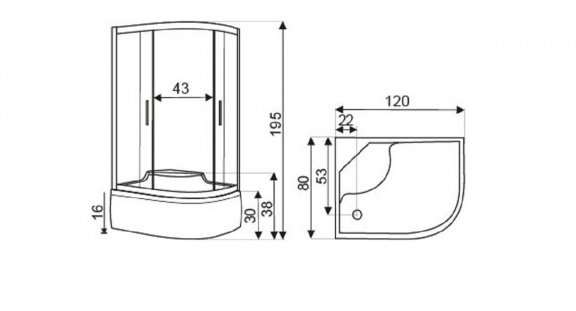 Sanifun douchecabine Melvin 1200 x 800 grafiet - 2