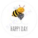 Witte stickers happy day bijtje Ø 40mm (24 stuks) - 1 - Thumbnail