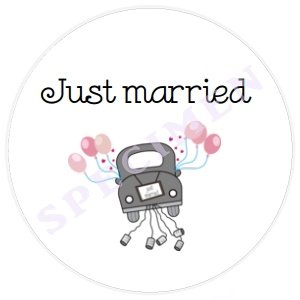 Witte stickers just married Ø 40mm (24 stuks) hobby sticker - 1