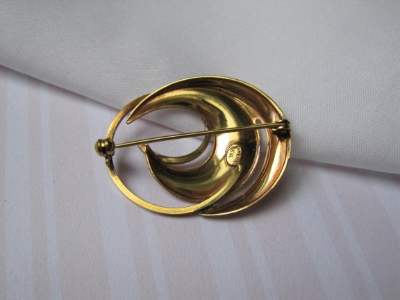 Broche antiek verguld krulmodel Kordes&Lichtenfeld 3.6x2.8 cm - Afbeelding 2