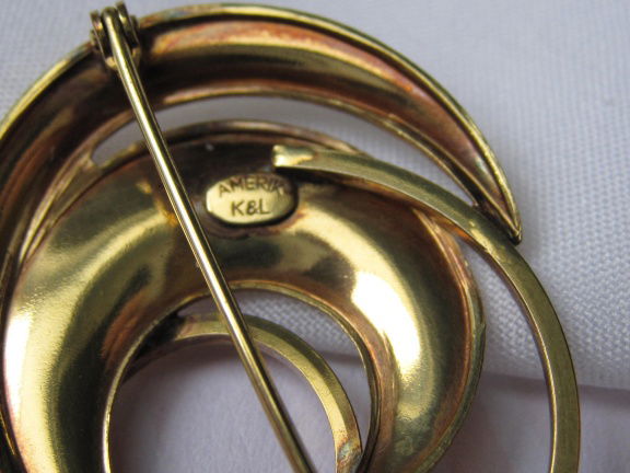 Broche antiek verguld krulmodel Kordes&Lichtenfeld 3.6x2.8 cm - Afbeelding 5