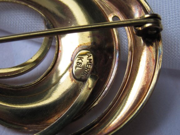 Broche antiek verguld krulmodel Kordes&Lichtenfeld 3.6x2.8 cm - Afbeelding 7