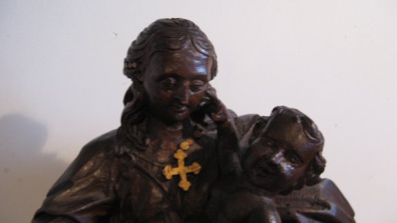 Antiek houten beeld Maria met kindje Jezus...door H.Helwegen - 2