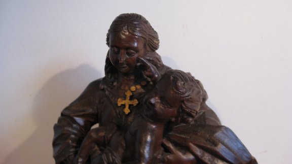 Antiek houten beeld Maria met kindje Jezus...door H.Helwegen - 3
