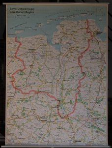 Schoolkaart van de provincie Groningen, Drente, Overijssel, Friesland en Oost Friesland.