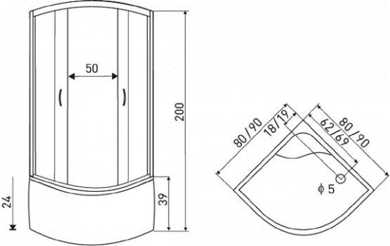 Sanifun douchecabine Alban 800 x 800 - 2