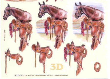 3D knipvel (A4) --- PAARD-PAARDEN --- Le Suh 8215.283 --- PAARD RIJDEN - 3