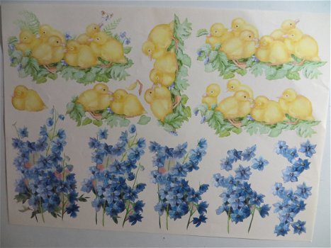 3D knipvel (A4) --- KUIKENS en BLAUWE BLOEMEN --- Geen nummer - 1