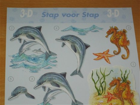 3D Knipvel (A4) --- DIVERSE ZEEDIEREN --- Geen nummer --- DOLFIJNEN en ZEEPAARDJES - 2