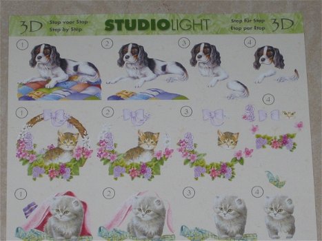 3D Knipvel (A4) --- DIVERSE DIEREN --- Studio Light MIR049 --- HONDEN en POEZEN - 2