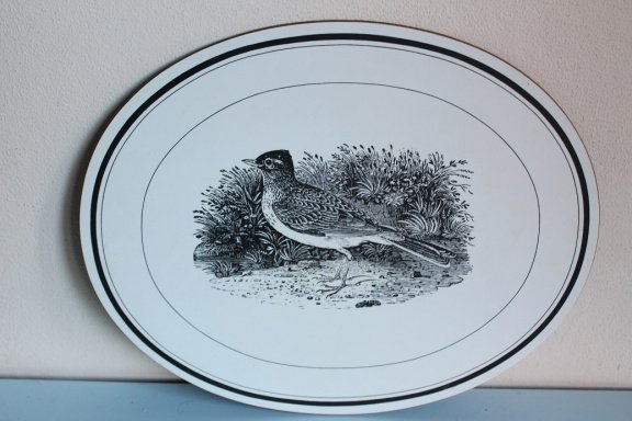 2 prachtige onderzetters/placemats ovaal met hert en vogel - Afbeelding 3