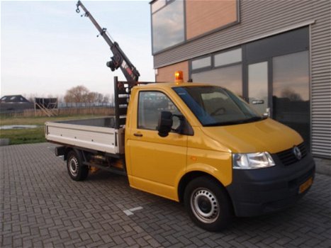 Volkswagen Transporter - 2.5 TDI 340 pick-up laadkraan 1100kg hiab 3-pers airco trekhaak 2500kg - 1