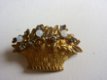 Oude broche ; bloemenmand // vintage brooch flower basket - 2 - Thumbnail
