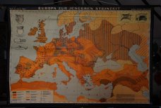 Schoolkaart van Europa in de  jongste steentijd.
