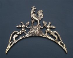 Antiek messing gietstuk voor een 18de eeuwse Comtoise klok. Ø 25 cm. (Art. Nr. 208)