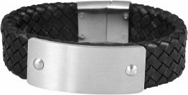 Echt lederen armband met stainless steel 31000-064 - 1