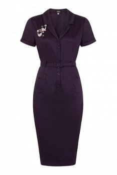 Collectif, Caterina Atomic Cat Dress in navy. - 1