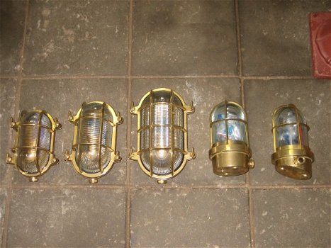 Stallamp scheepslamp bulleye kooilamp messing koper brons - 1