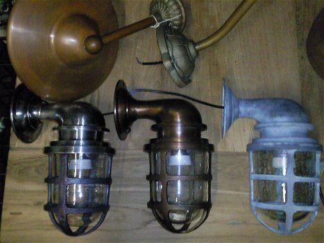 Stallamp scheepslamp bulleye kooilamp messing koper brons - 6