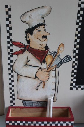 Krijtbord voor in de keuken met extra bakjes voor lepels etc - Afbeelding 2