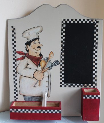 Krijtbord voor in de keuken met extra bakjes voor lepels etc - Afbeelding 5