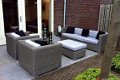 Loungeset lounge bank met tafel rond wicker grijs PROMO - 1 - Thumbnail
