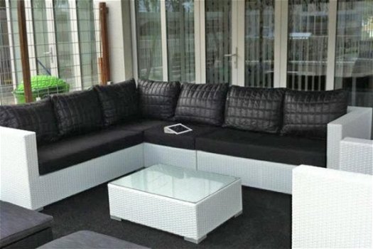 Loungeset lounge bank terras tuin wit wicker PROMO. - 4