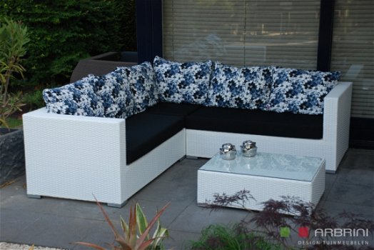 Loungeset lounche bank terras tuin wit wicker PROMO. - 1