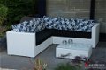 Loungeset lounche bank terras tuin wit wicker PROMO. - 1 - Thumbnail