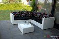 Loungeset lounche bank terras tuin wit wicker PROMO. - 1 - Thumbnail