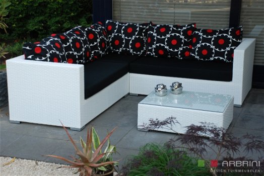 Loungeset lounche bank terras tuin wit wicker PROMO. - 3