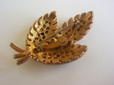 Oude broche met gekleurde steentjes - 3