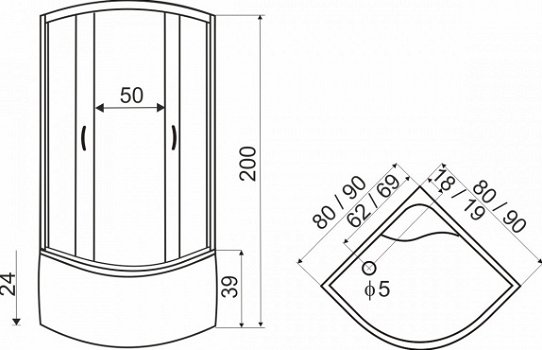 Sanifun douchecabine Donell 900 x 900 - 2