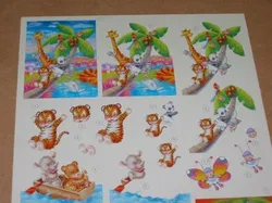 3D knipvel (A4) --- DIVERSE DIEREN --- Pickup 111 --- JONGE DIEREN HEBBEN PLEZIER