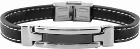 Echt lederen armband met stainless steel 38950-003 - 1