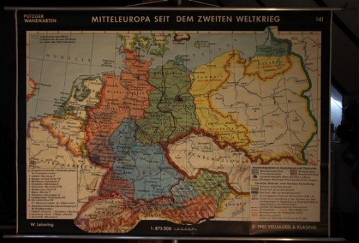 Schoolkaart van midden Europa sinds de 2de wereldoorlog. - 1