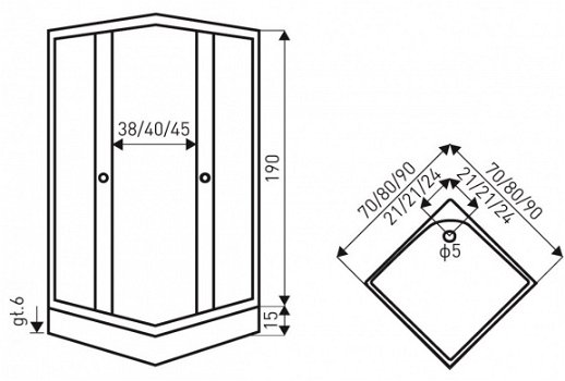 Sanifun douchecabine Gale 800 x 800 HT mat - 2