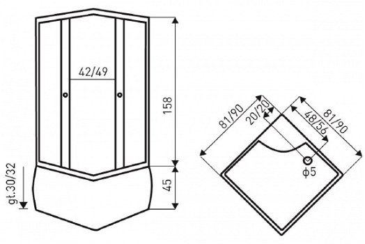 Sanifun douchecabine Gale B 800 x 800 mat - 3