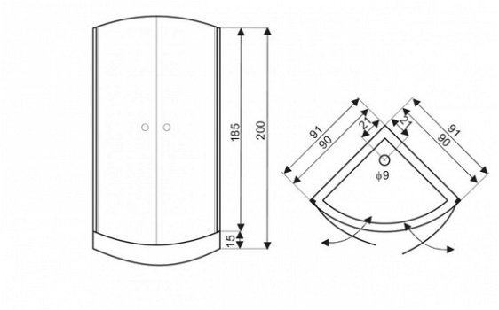 Sanifun douchecabine Cuan 900 x 900 HT - 4