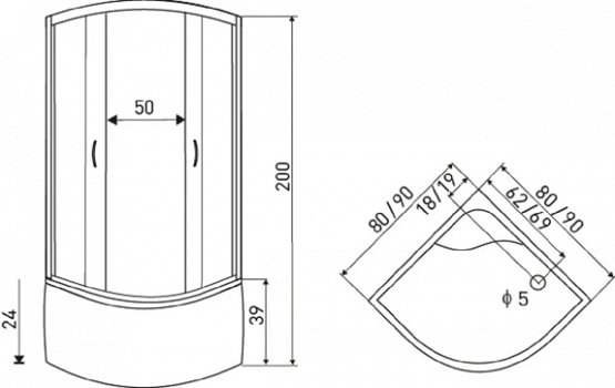 Sanifun douchecabine Seamus 800 x 800 - 2