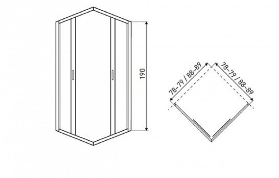 Sanifun douchecabine Niallo 890 x 890 Z grafiet - 2