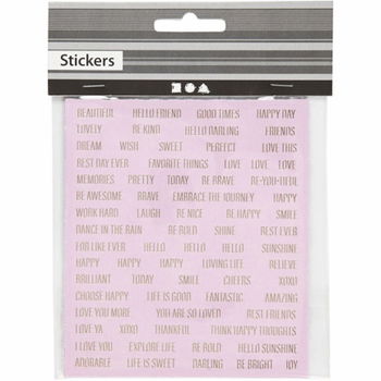 Quote stickertjes roze goud folie (4 velletjes 10x11.5cm) - 1