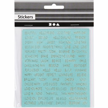 Quote stickertjes roze goud folie (4 velletjes 10x11.5cm) - 2