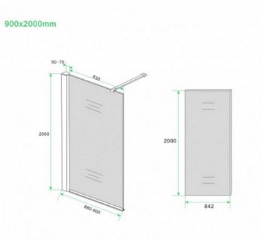 Sanifun douchewand Gigi 900 x 2000 NANO rookglas - 2