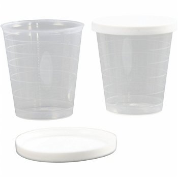 Kleine plastic potjes met witte deksel 30ml (75 stuks) - 1