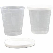 Kleine plastic potjes met witte deksel 30ml (75 stuks)